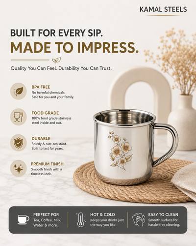 FLORAL TEA CUP — wholesale stainless steel from Kamal Steels Mumbai